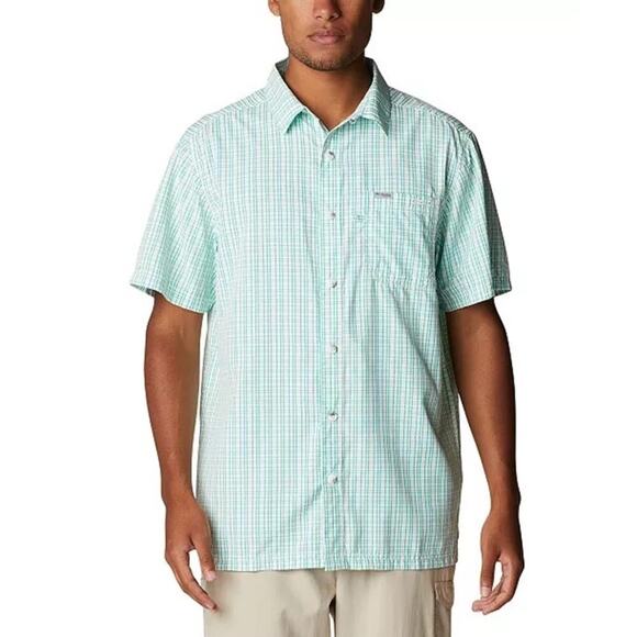 Columbia PFG Super Slack Tide Camp Shirt Men’s Sz XL Green White Plaid Button Up - Picture 1 of 7